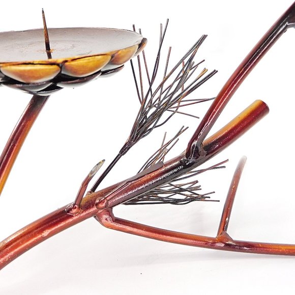 Metallic Pine Branch Cone Candle Holder Centerpiece Copper Finish 8.5" - Picture 5 of 8